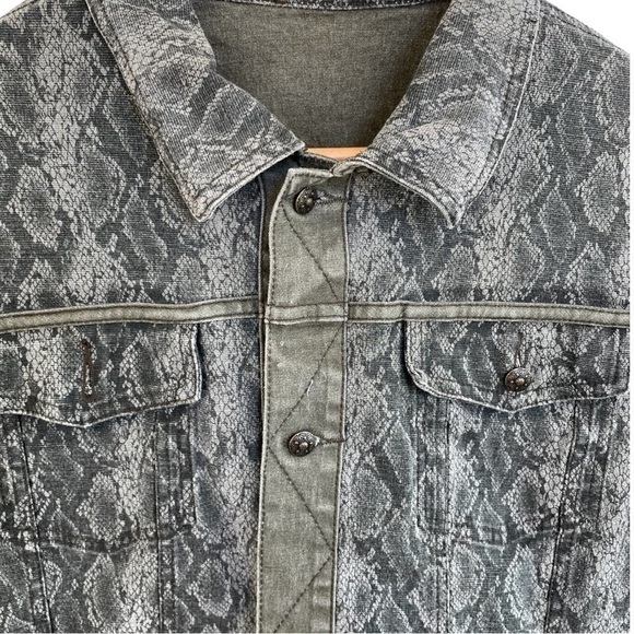 DG2, jeans jacket size XL, reversible solid green to snakeskin print, EUC - Picture 4 of 8